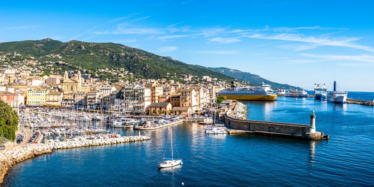 famous old town and harbor of bastia on corsica